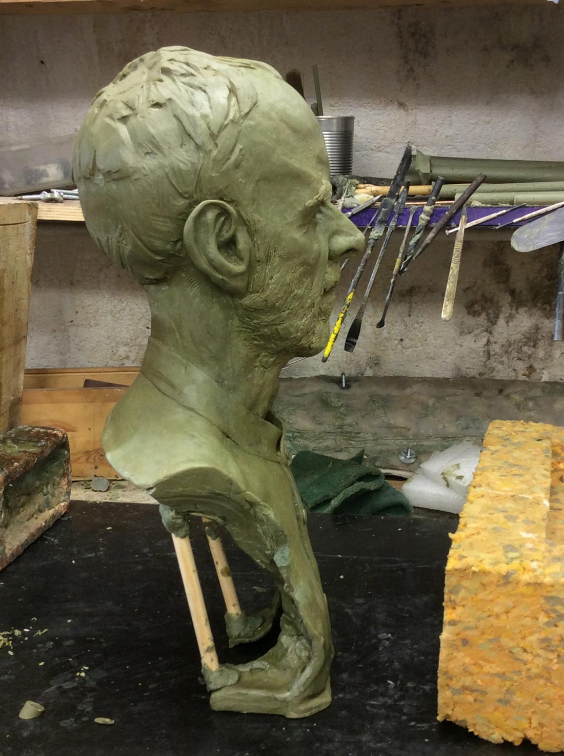 Geoff, wax from clay original ready for casting in bronze