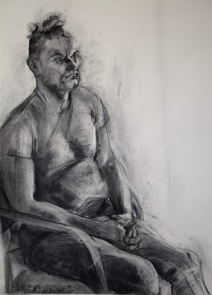 The Waiting Room 01, Charcoal on watercolour paper, 2015