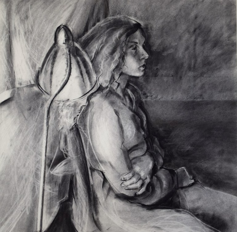 The Waiting Room 05, Charcoal on watercolour paper, 2015